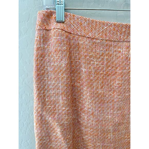 LAFAYETTE 148 New York Orange Tweed Skirt Cotton Blend Workwear Classic | Size 8 - Picture 2 of 6